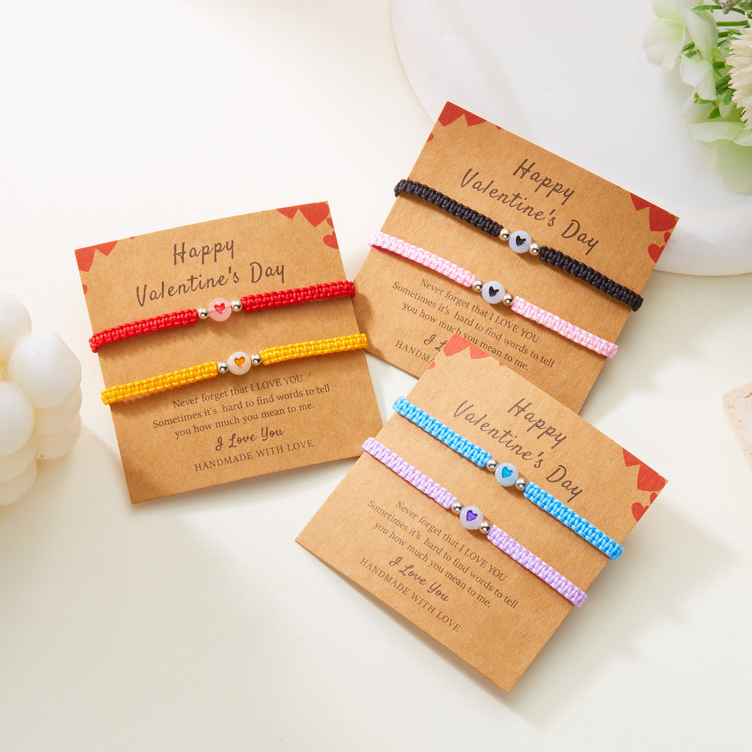 Glow-in-the-dark heart-shaped weave bracelet Valentine's Day gift