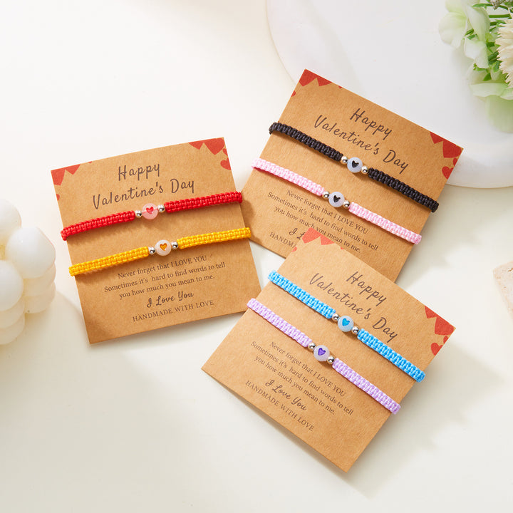 Glow-in-the-dark heart-shaped weave bracelet Valentine's Day gift