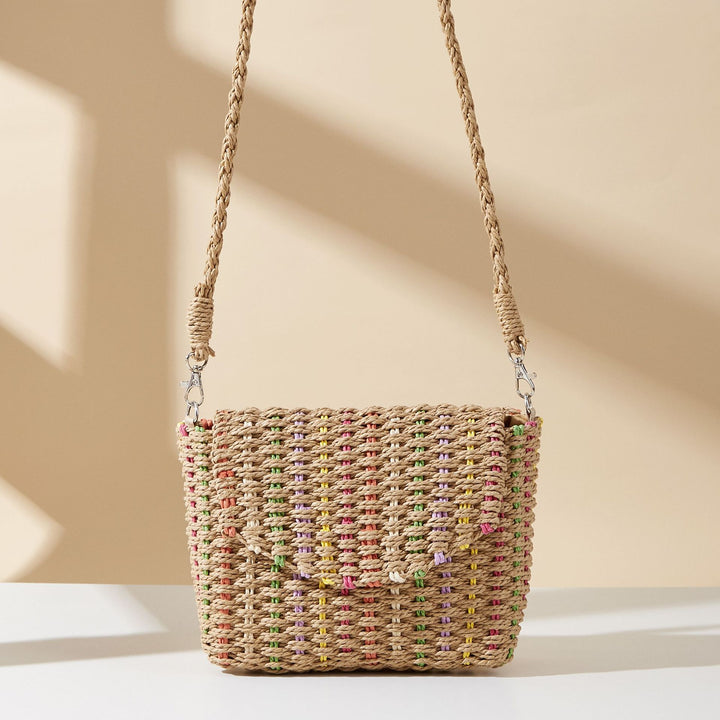 Colorful flip straw bags woven beach bags for women