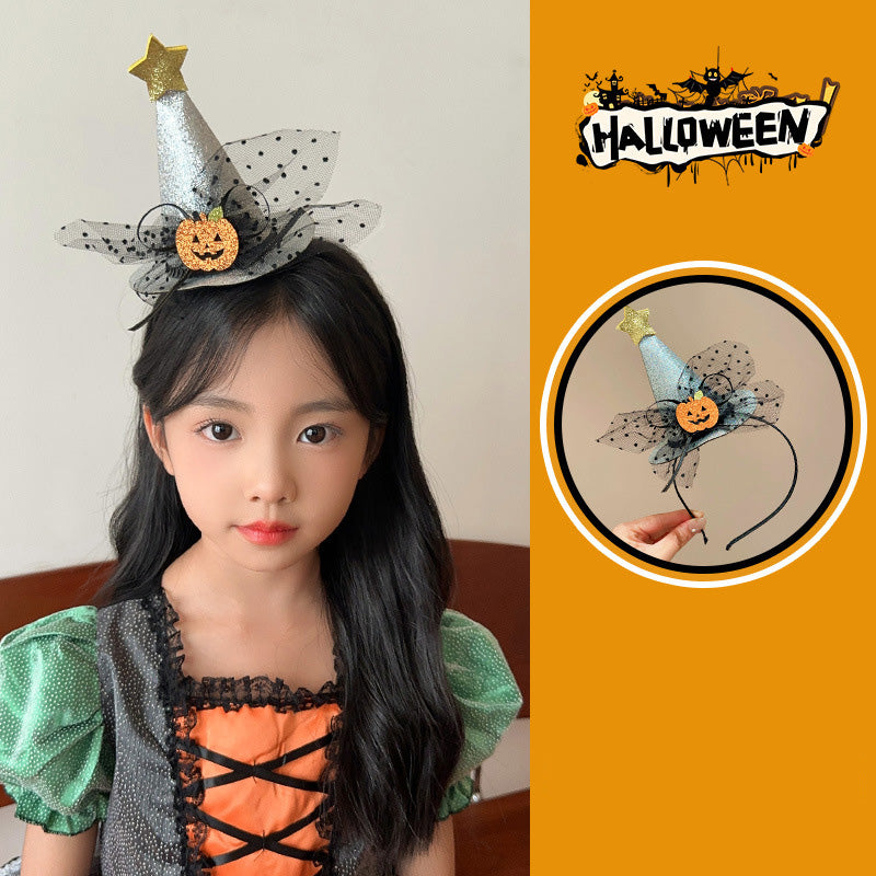 Halloween funny pumpkin witch hat headband for kids