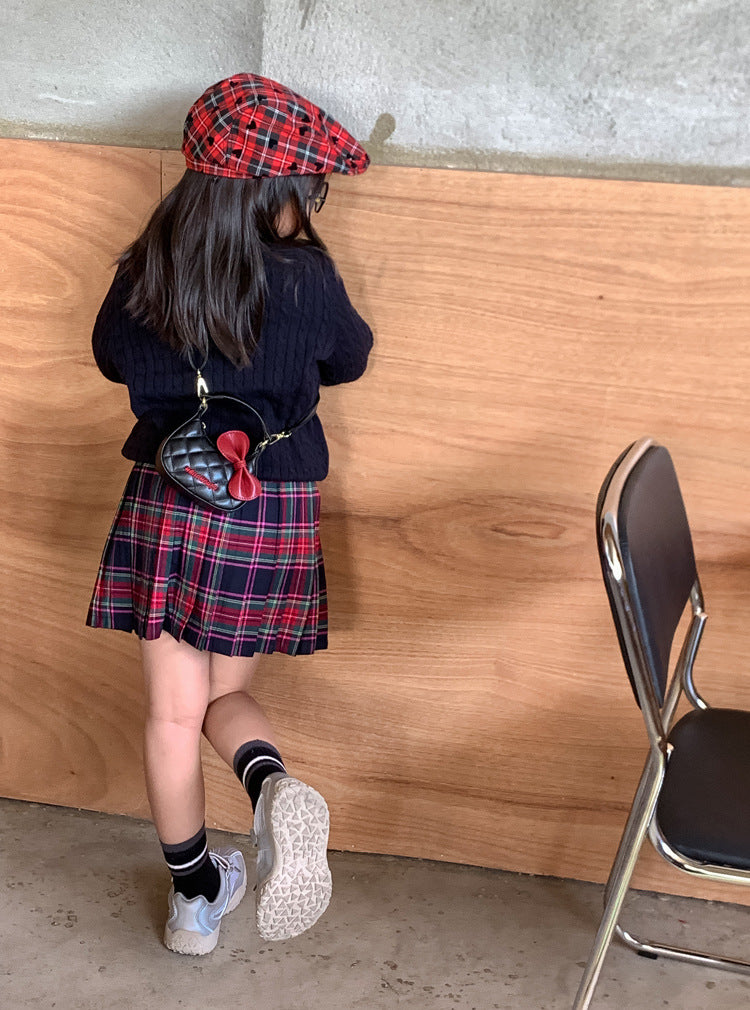 Girls mini leopard handbag crossbody bag with bow deco