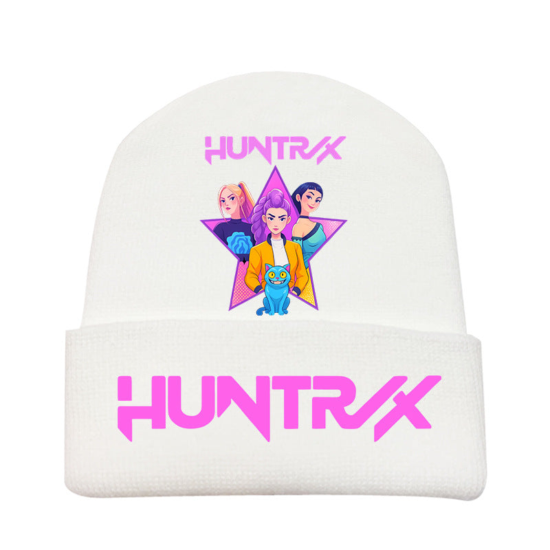 Kpop Demon Hunters knitted beanie hat-white