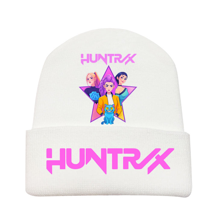 Kpop Demon Hunters knitted beanie hat-white