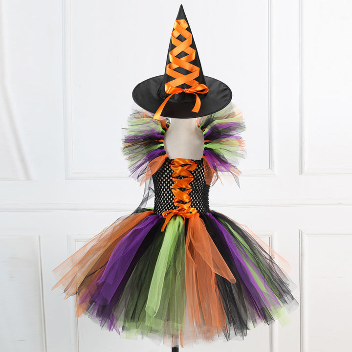 Halloween girls Witch Costume puff skirt&witch hat
