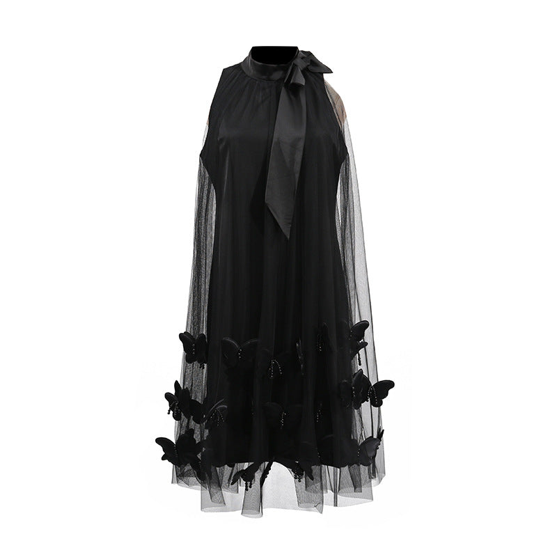 Sleeveless Bowknot Halter Neck 3D Butterfly Dress