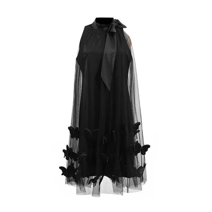 Sleeveless Bowknot Halter Neck 3D Butterfly Dress
