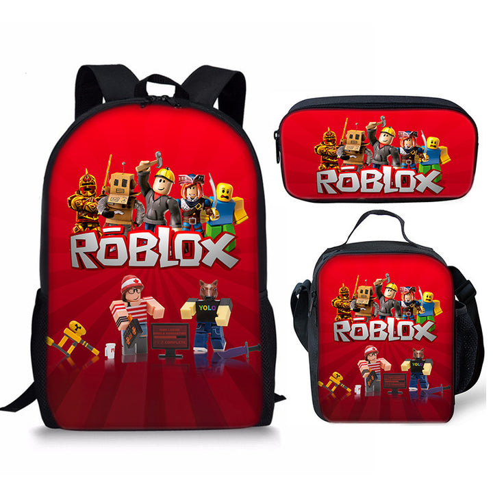 Roblox theme schoolbag students backpack 3pcs set