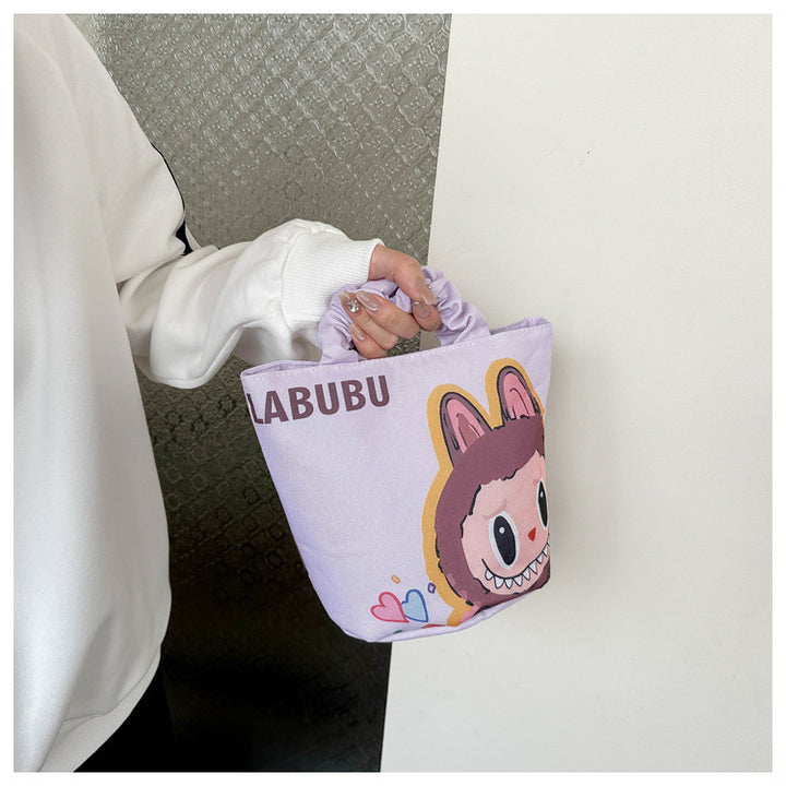 Labu cartoon cute handbag Korean portable labubu bucket bag
