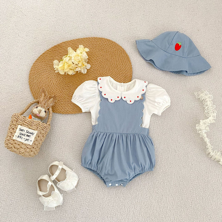 Baby denim Romper&Short-sleeved T-shirt 2pcs set