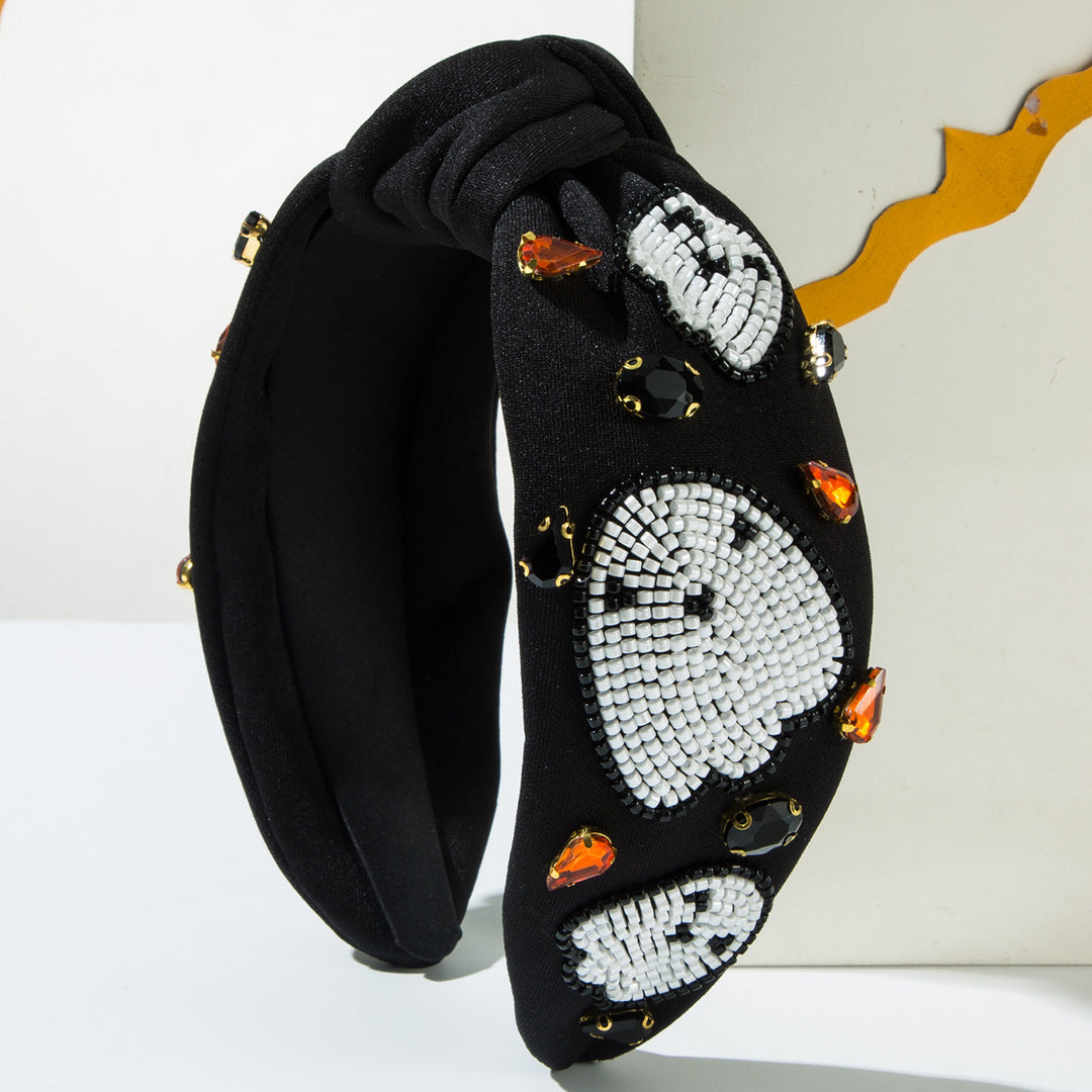 Handmade Rice Beads Cute Pumpkin Ghost Headband for Halloween