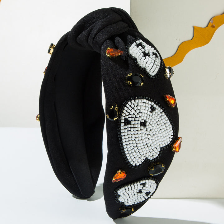 Handmade Rice Beads Cute Pumpkin Ghost Headband for Halloween
