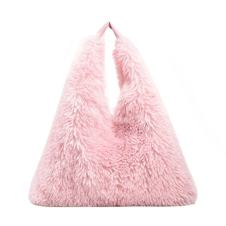 Large capacity plush bag solid color furry shoulder bag