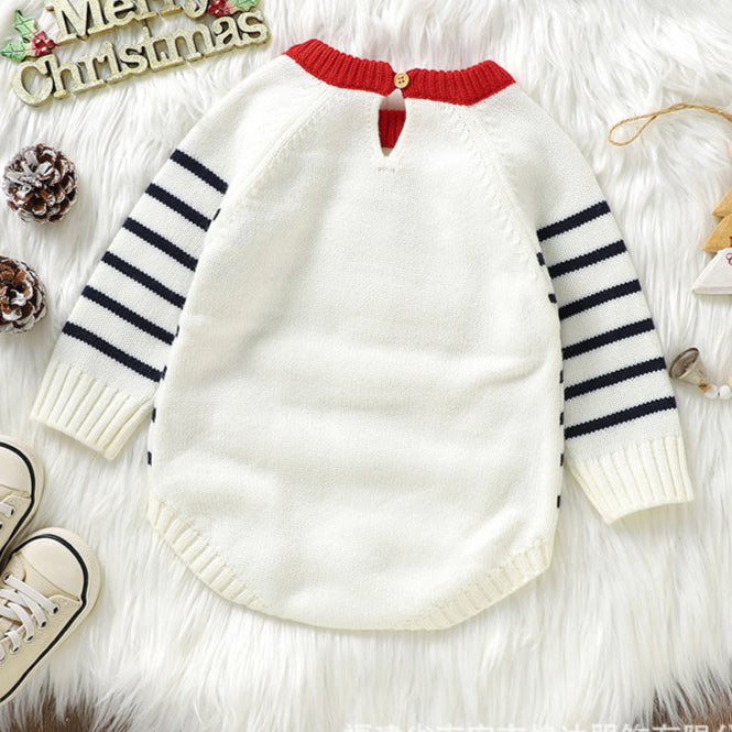 Christmas cute Santa Claus jacquard knitted romper