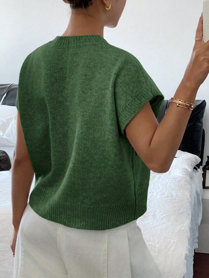 Embroidered knitted vest sleeveless sweater top for women