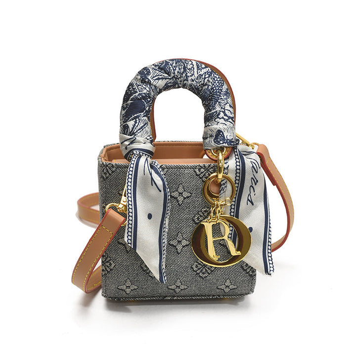 Mini square retro print handbag crossbody bag