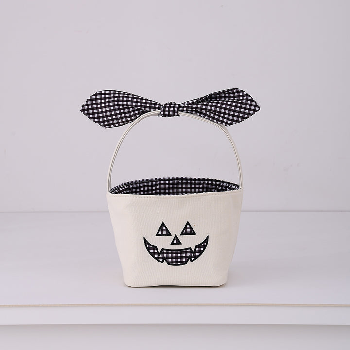 Halloween Gingham Pumpkin Embroidery Candy Basket
