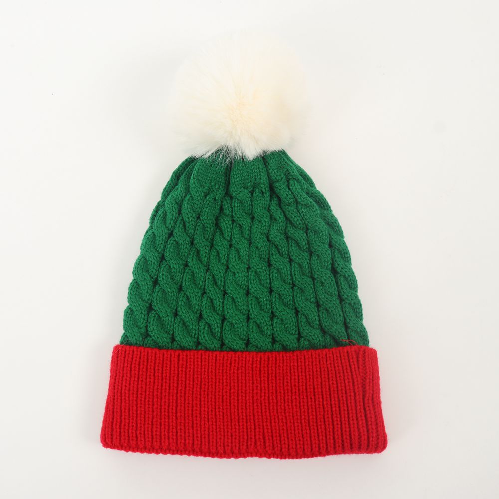 Parent-child Christmas warm knitted hat cable beanie