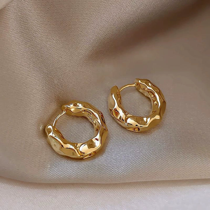 Irregular metal hoop earrings Fashionable commuter earrings