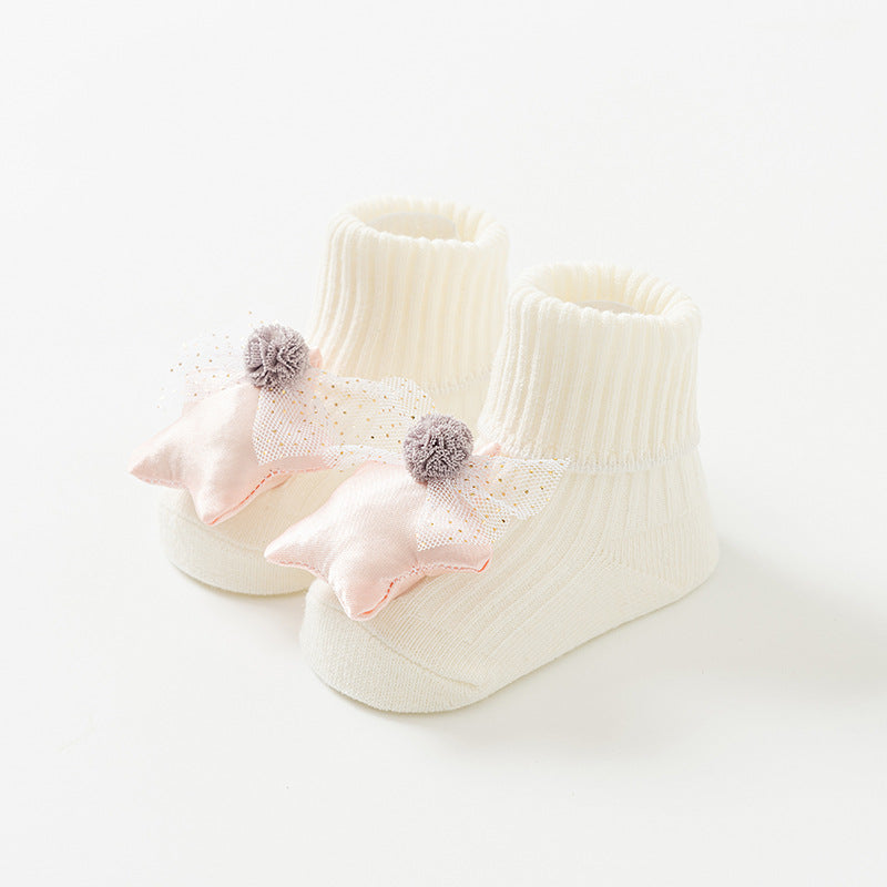 Newborn baby non-slip cotton cute mid-calf socks