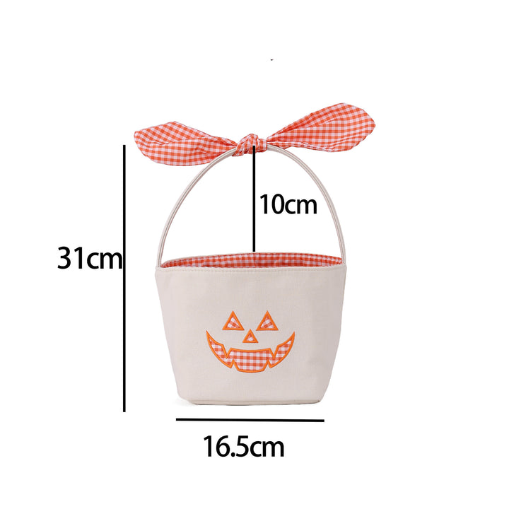 Halloween Gingham Pumpkin Embroidery Candy Basket