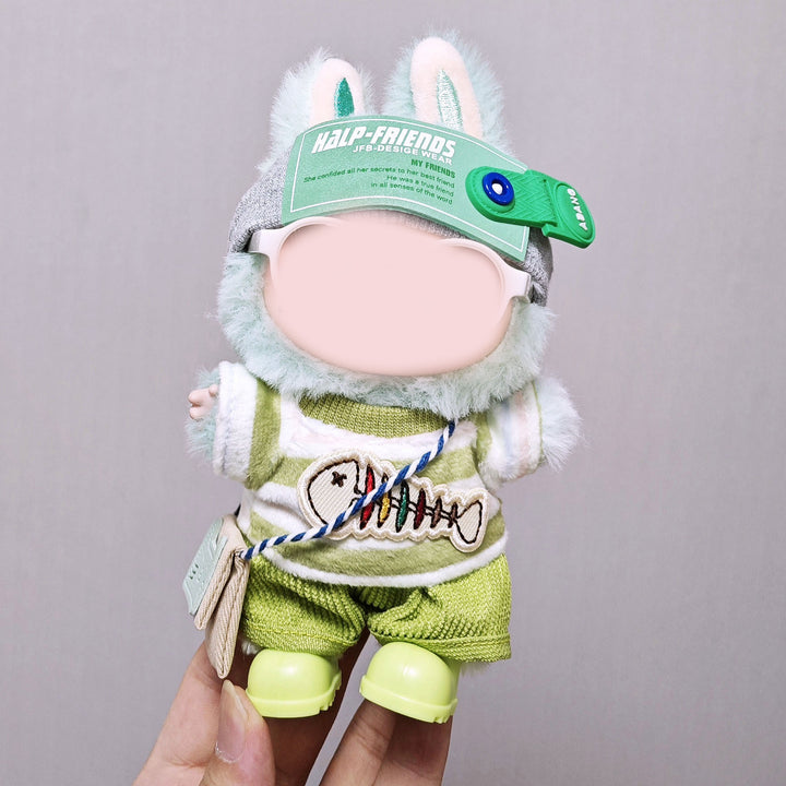 Handmade labubu clothes Green trendy suit-6pcs set