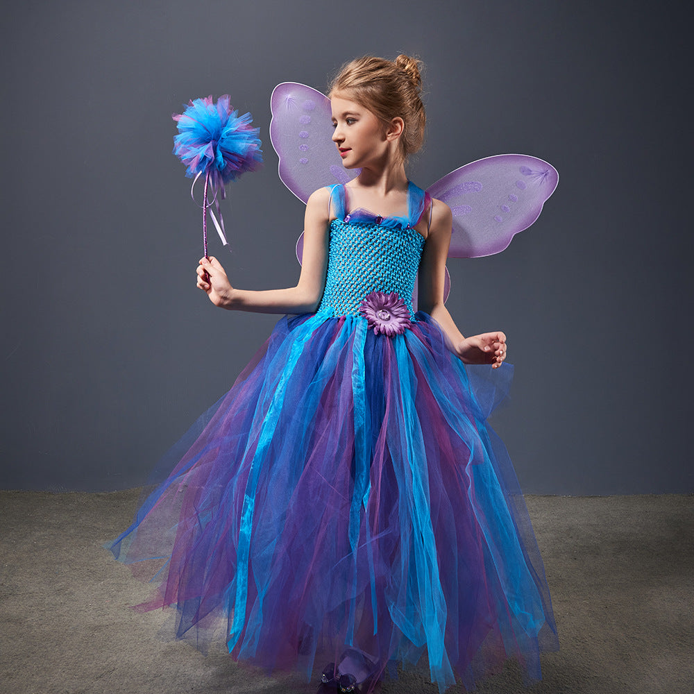 Cute elf purple Tulle dress for girls Halloween Fairy costume