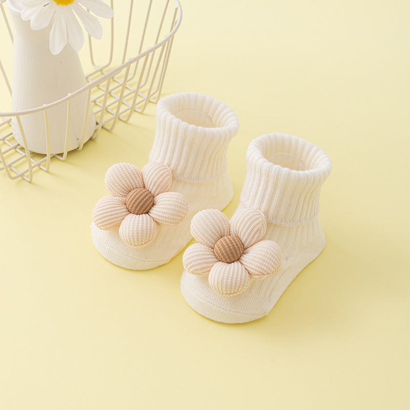 Newborn baby non-slip cotton flower socks