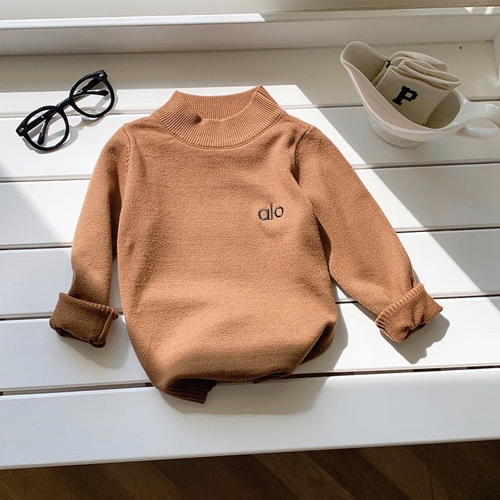 Boys' half turtleneck knitted pullover sweater