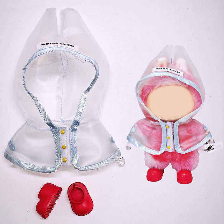 Labubu transparent raincoat&rain boots 2pcs set