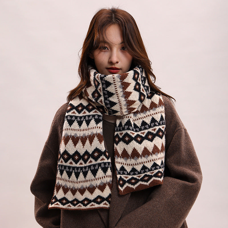 Classic retro jacquard warm windproof  scarf