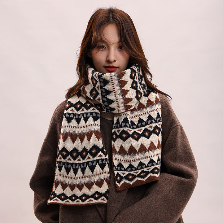Classic retro jacquard warm windproof  scarf
