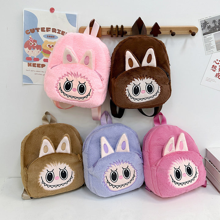 Cartoon labubu furry backpack children's plush backpack