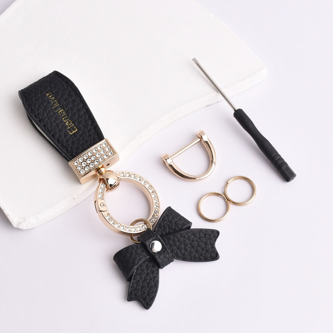 Bow diamond keychain ladies bag decorations pendant