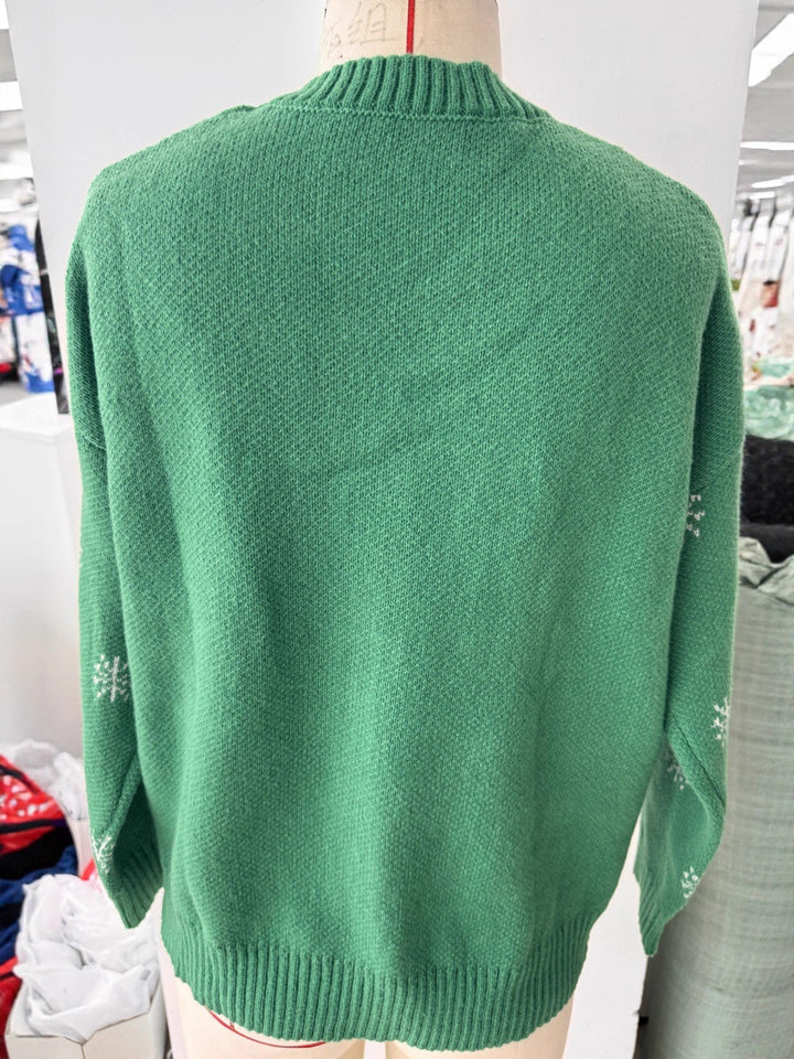 Christmas elk jacquard knitted sweater women's cardigan