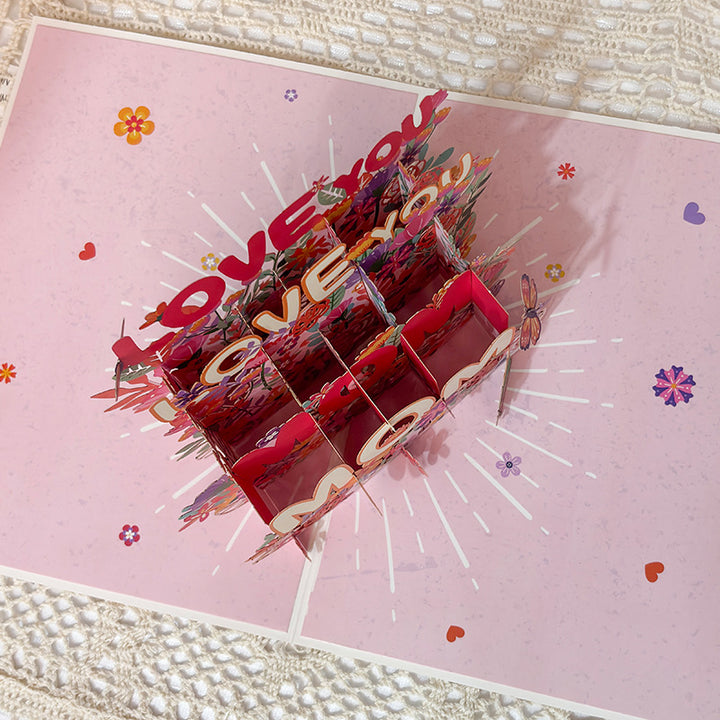 3D Mother's Day Greeting Card LOVE-YOU-MOM Birthday Card