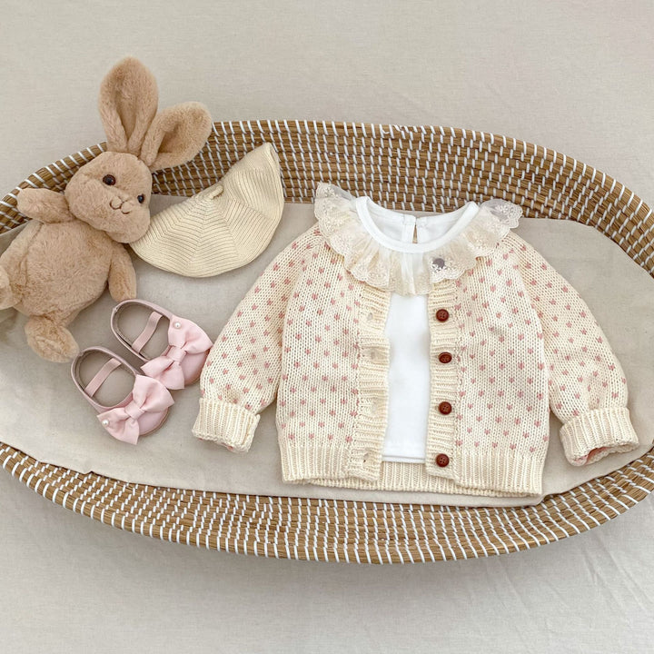 Baby Girl Sweet Love Jacquard Knitted Cardigan