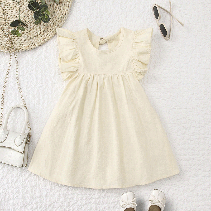 Girls summer flying sleeve cotton dress
