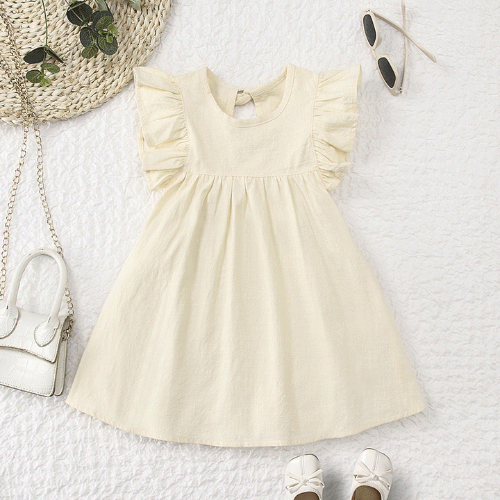 Girls summer flying sleeve cotton dress