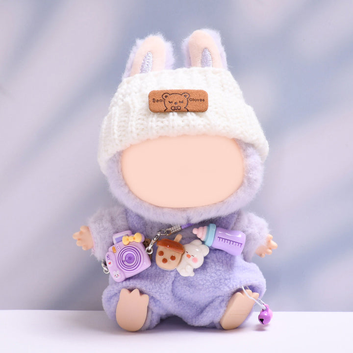 Labubu cute overalls camera 3pcs set doll clothes