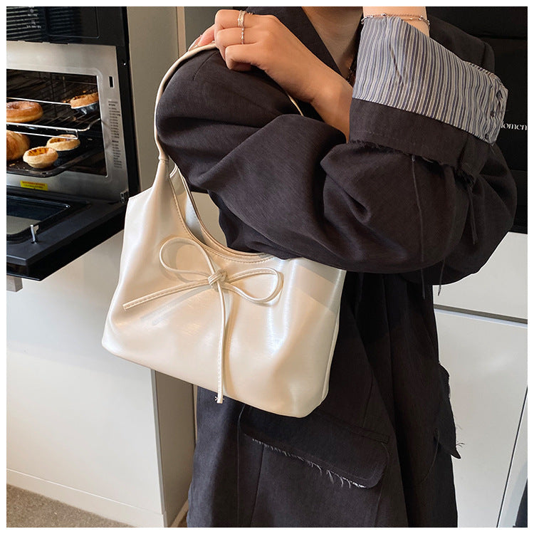Bowknot PU leather large capacity shoulder bag