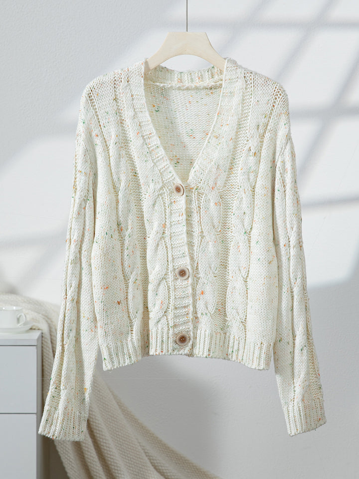 Colorful dots cable knitted sweater cardigan