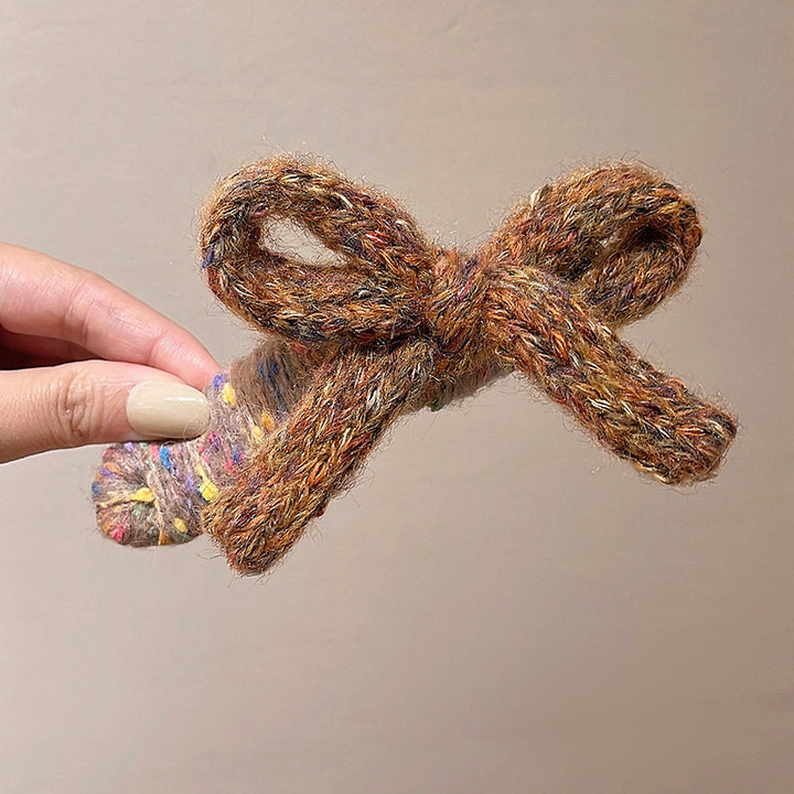 Handmade knitted bow duckbill hair clip