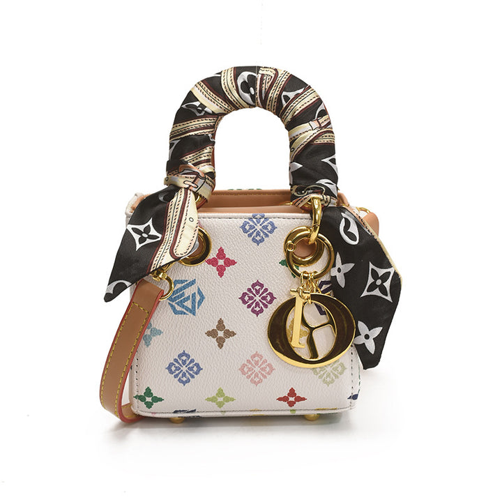 Mini square retro print handbag crossbody bag