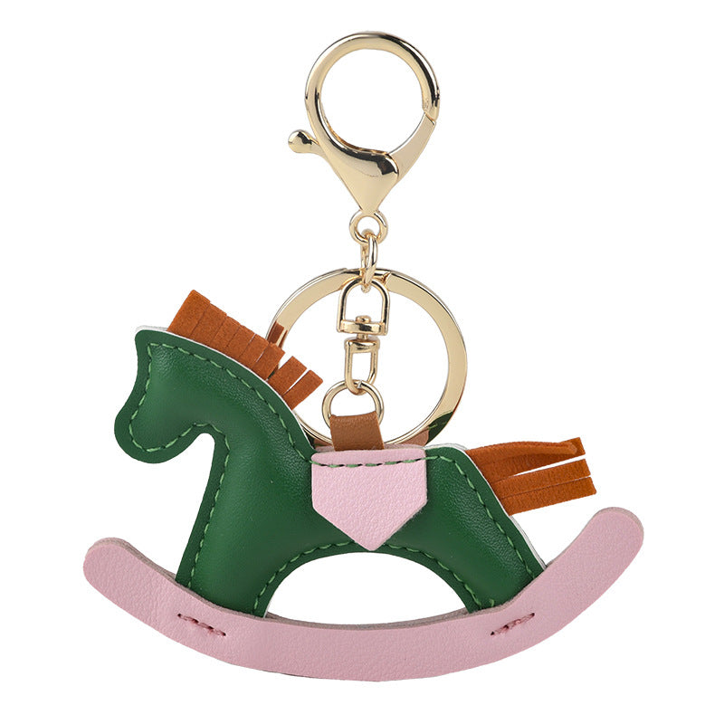 Childhood wooden horse keychain Rocking Horse pendant