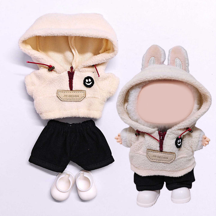 17cm dolls Fleece hoodie set doll clothes