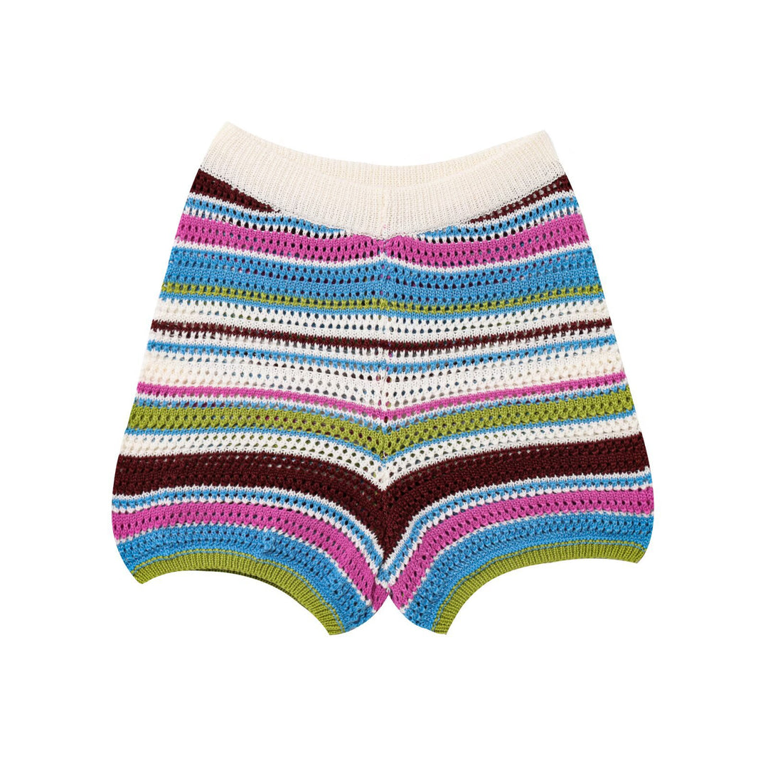 Crochet Lapel Short Sleeve Top&Shorts Set