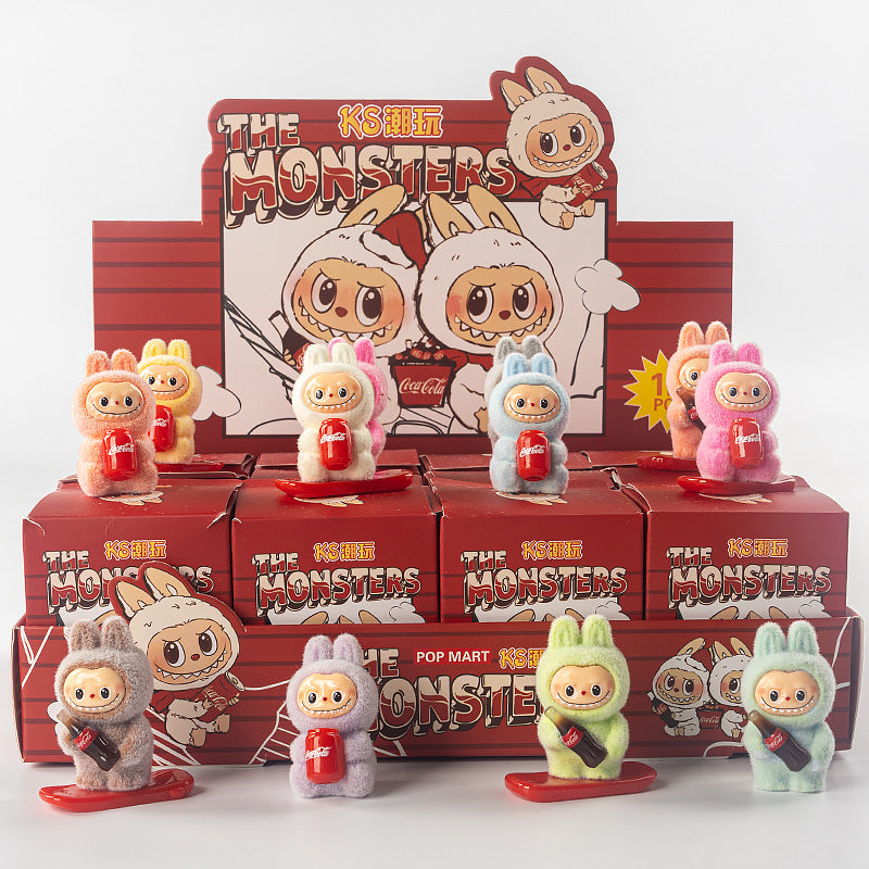 Flocking labubu Ornaments Gift Children's Toys Blind Bag Blind Box