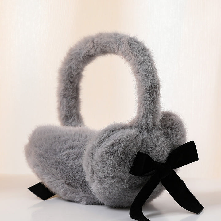 Bow deco heart-shaped plush earmuffs windproof Ear Warmer