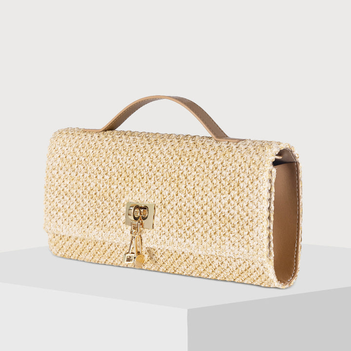 Women's Straw Bag Metal Chain Crossbody Bag