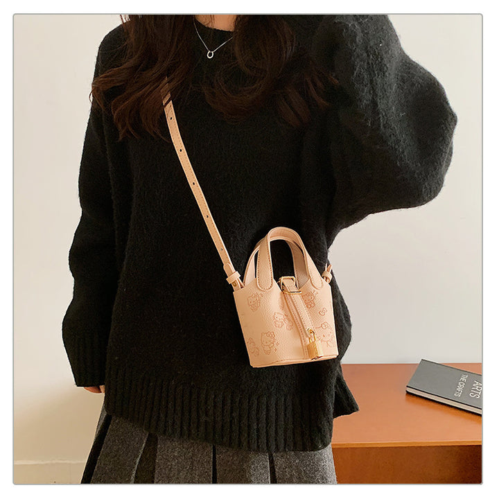 Girls Mini Bucket bag with Cute Kitten Print